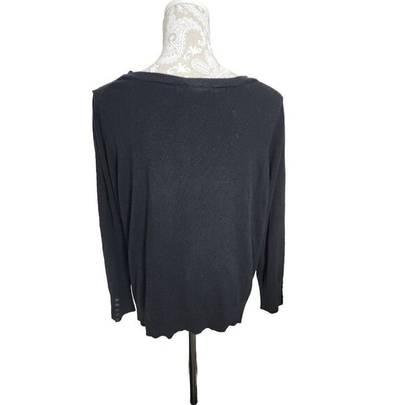 Lane Bryant Women's Sweater Size 22/24 3X Black V-Neck Long Sleeve  Top - Picture 5 of 8